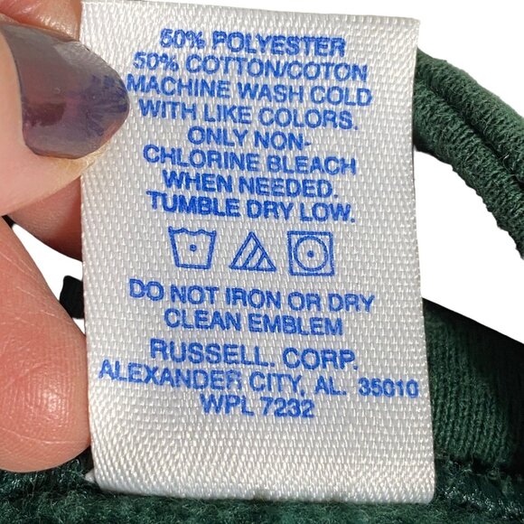 Vintage Russell Athletic Womens Green sleeve stripes Full-Zip short sweatshirt L - Picture 6 of 11